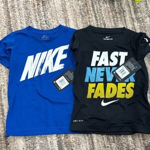 Nike Kids Blue and Black Graphic Tees- Dri-Fit